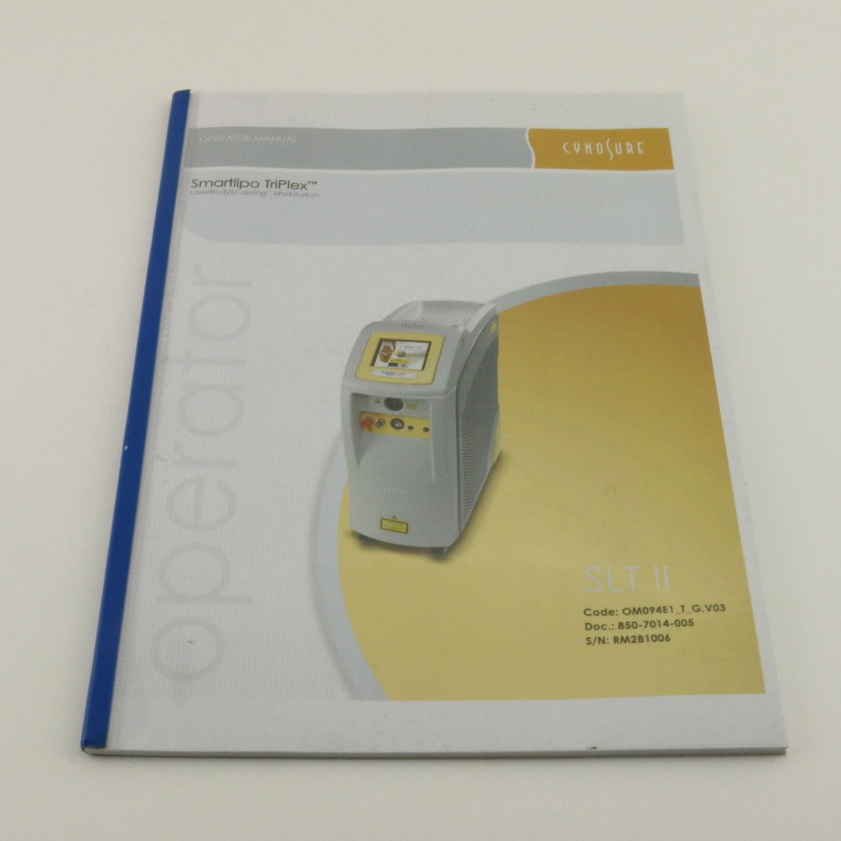 2011 Cynosure SmartLipo Triplex SLT II Laser Operator Manual 850-7014-005