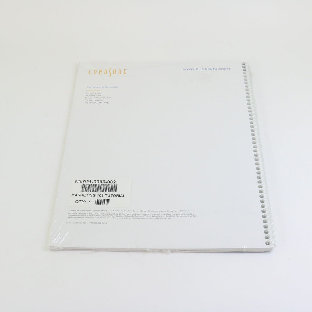 2012 Cynosure Aesthetic Laser Business & Marketing 101 Manual 921-0000-002