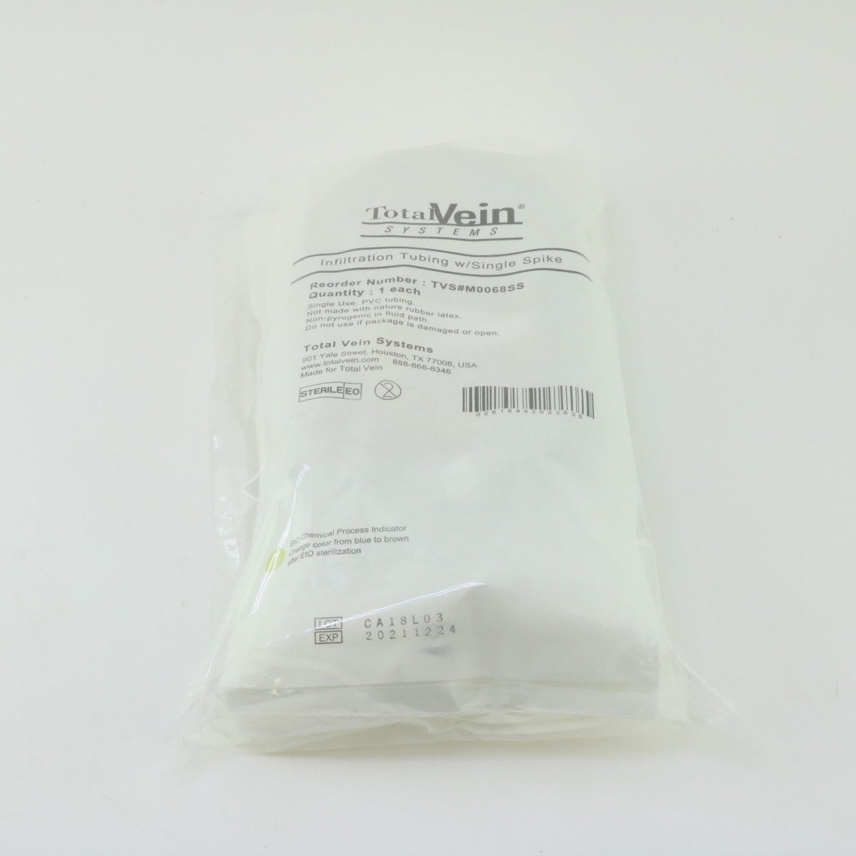 Total Vein Systems PVC Infiltration Tubing w/ Single Spike TVS#M0068SS 5-PACK