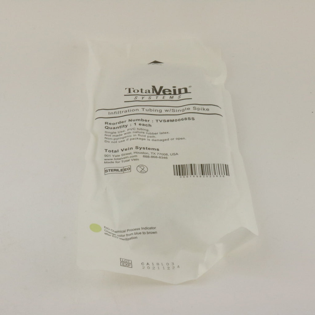 Total Vein Systems PVC Infiltration Tubing w/ Single Spike TVS#M0068SS 1 Single