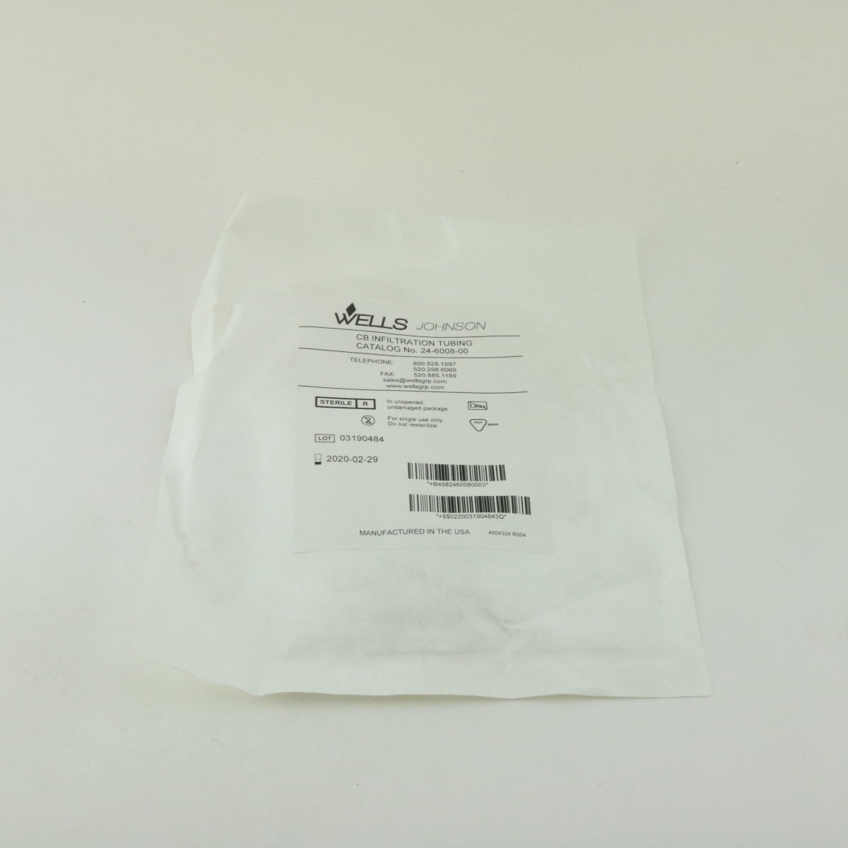 Wells Johnson CB Infiltration Tubing 24-6008-00 4-Pack EXP 2020