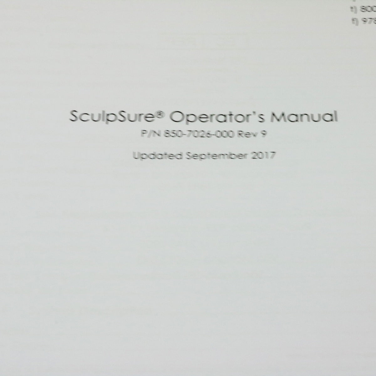 2017 Cynosure SculpSure Laser Sculpting Sculpt Sure Operator User Manual Rev 9