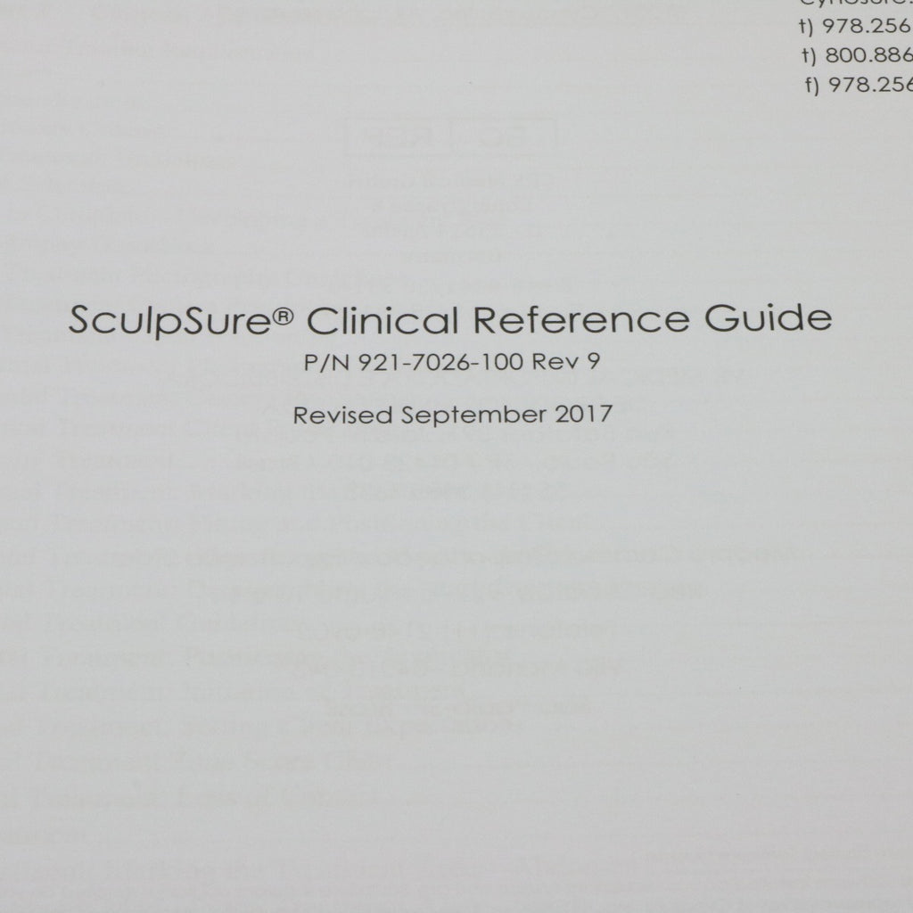 2017 Cynosure SculpSure Laser Sculpting Sculp Sure Clinical Reference Guide REV9