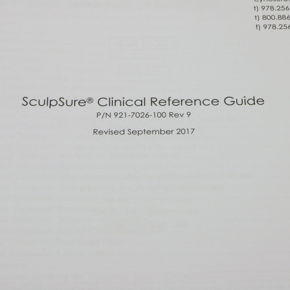 2017 Cynosure SculpSure Laser Sculpting Sculp Sure Clinical Reference Guide REV9