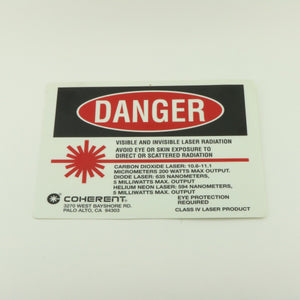 Coherent CO2 Laser Treatment Room Danger Eye Protection Warning Sign 8.5x11"