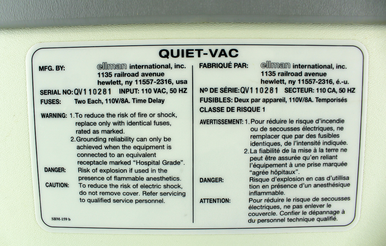 ELLMAN INTERNATIONAL INC Quiet-Vac Smoke Evacuator with Foot Pedal