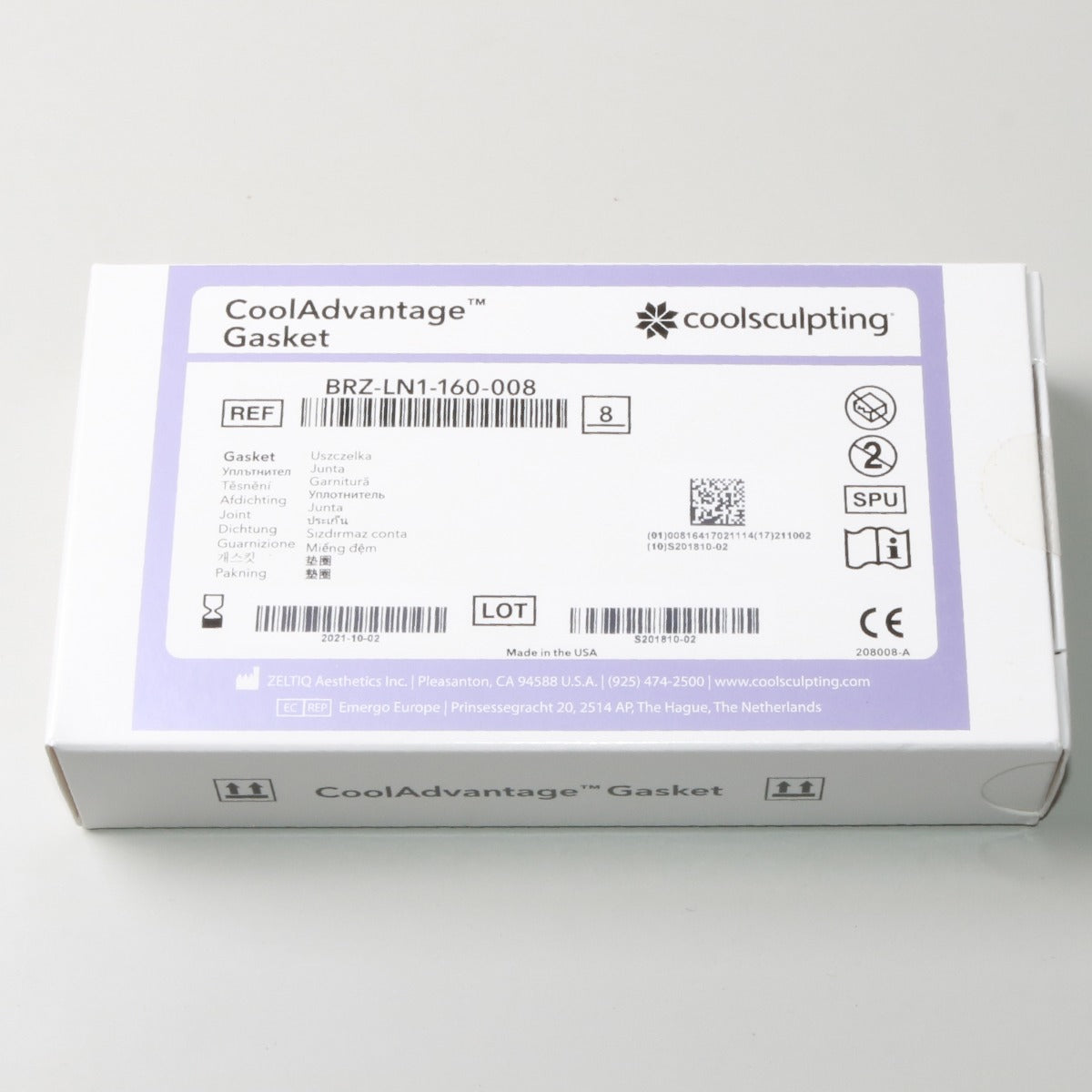 Zeltiq CoolSculpting CoolAdvantage Gasket BRZ-LN1-160-008 Exp 10/02/2021 8 Pack