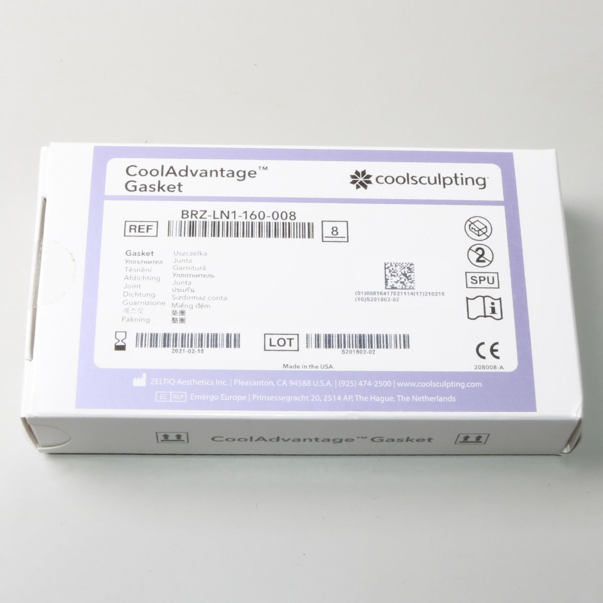Zeltiq CoolSculpting CoolAdvantage Gasket BRZ-LN1-160-008 Exp 02/15/2021 8 Pack