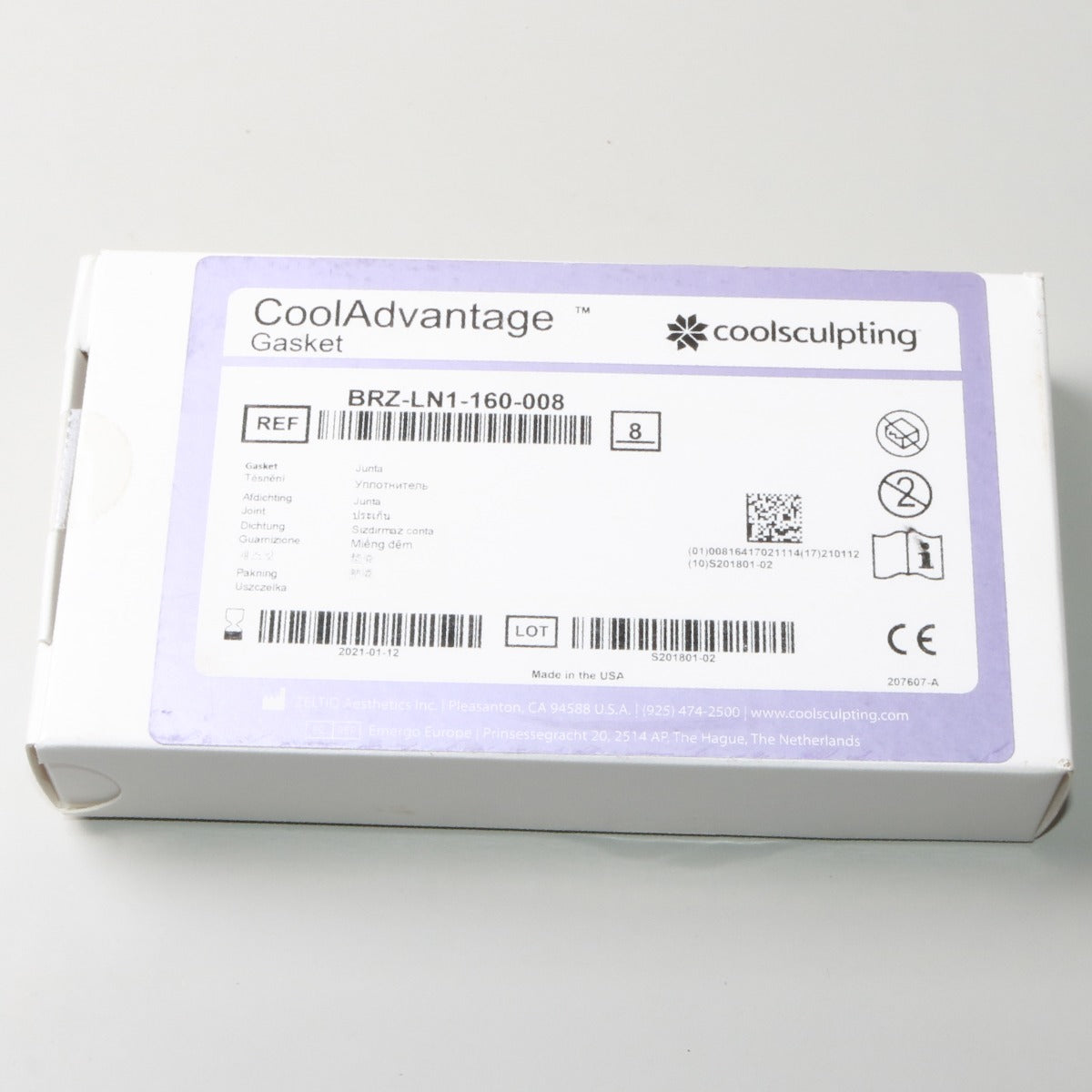 Zeltiq CoolSculpting CoolAdvantage Gasket BRZ-LN1-160-008 Exp 01/2021 8 Pack