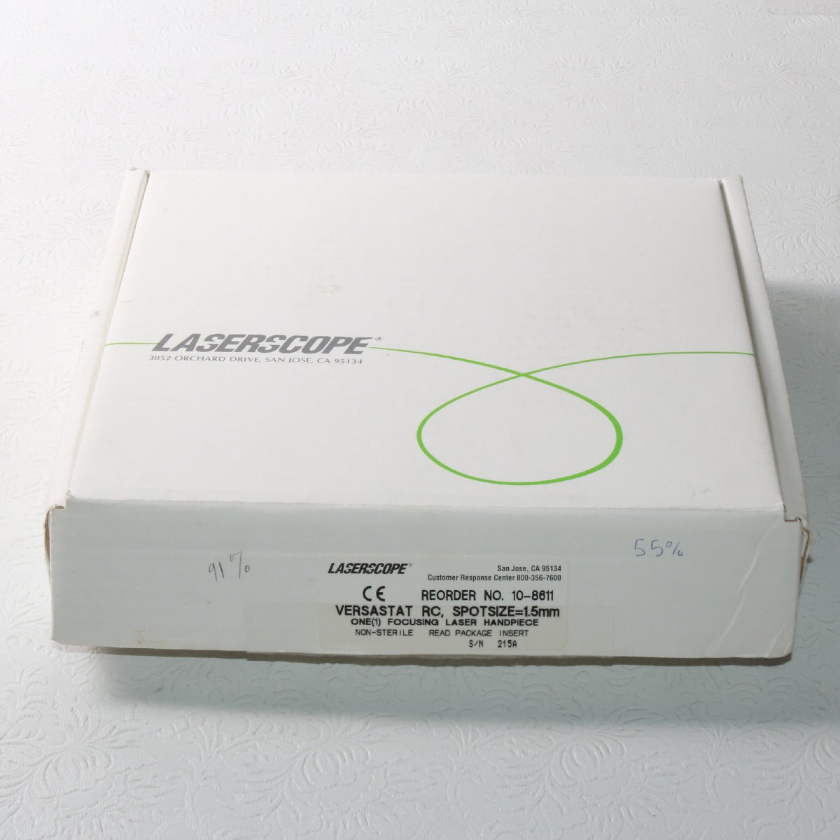 LaserScope Versastat RC 1.5mm Laser Handpiece Calibrate 55% Damaged Lens 10-8611