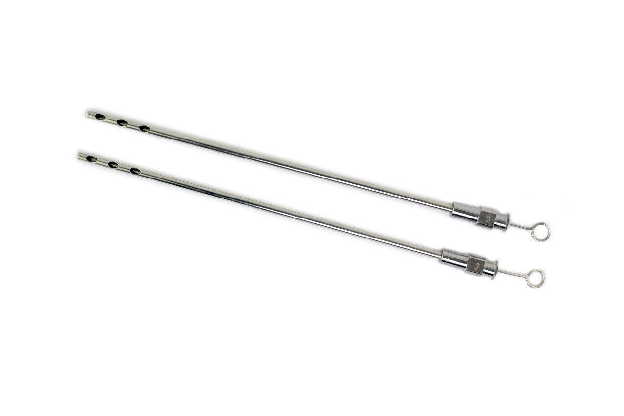 Cannula Aspiration Suction 6 1/2" Cannula Tri Hole x2 Pcs With Cleaning Stylets