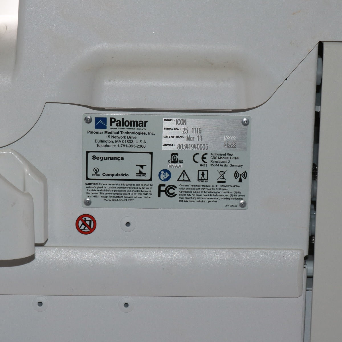 2014 Palomar Cynosure Icon Laser IPL 1 HP Max G Pigmented Lesions MaxG 50K Pulse