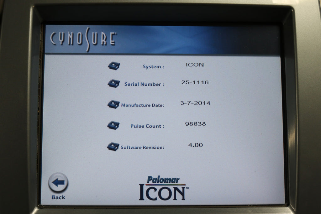 2014 Palomar Cynosure Icon Laser IPL 1 HP Max G Pigmented Lesions MaxG 50K Pulse