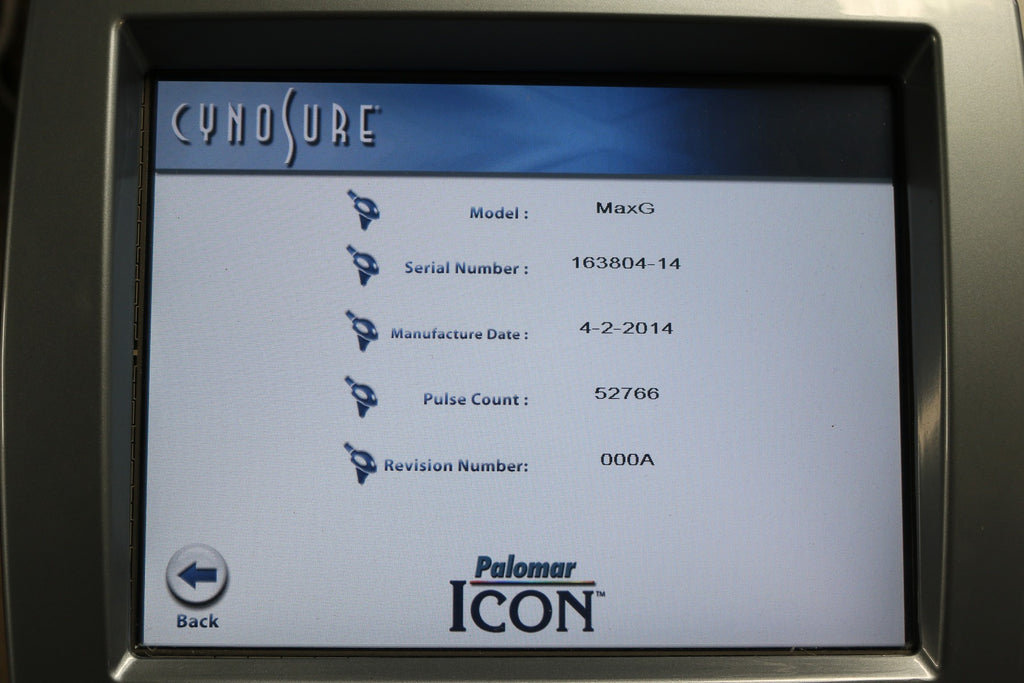 2014 Palomar Cynosure Icon Laser IPL 1 HP Max G Pigmented Lesions MaxG 50K Pulse