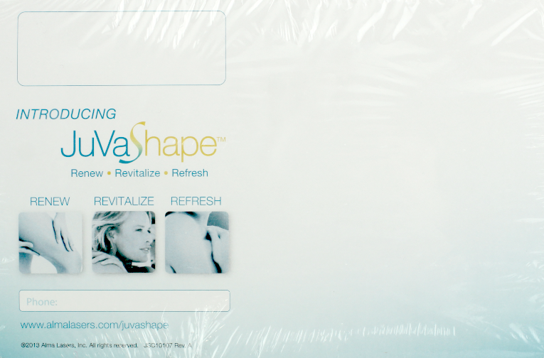 Alma Lasers JuvaShape RF Body & Face Contouring Marketing Flyer 100/ct Postcard