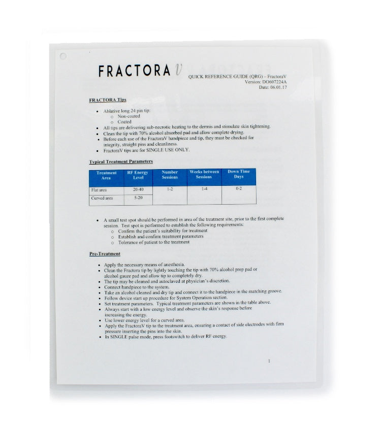 Fractora V Quick Reference Guide - Fractora V D0607224 2017