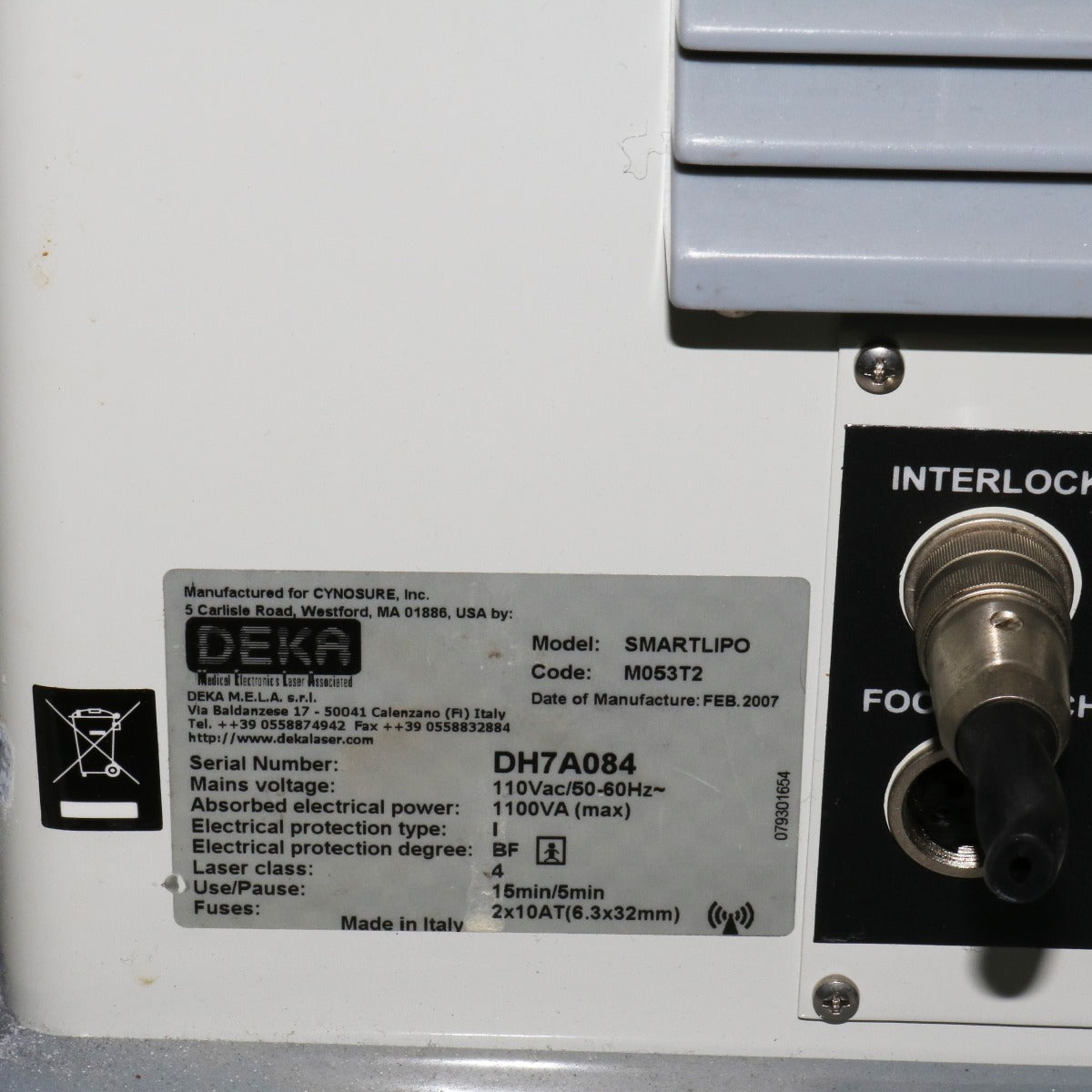 2007 Cynosure Deka SmartLipo 10W NdYAG 1064 nm Lipolysis Laser NO RFID REUSABLE