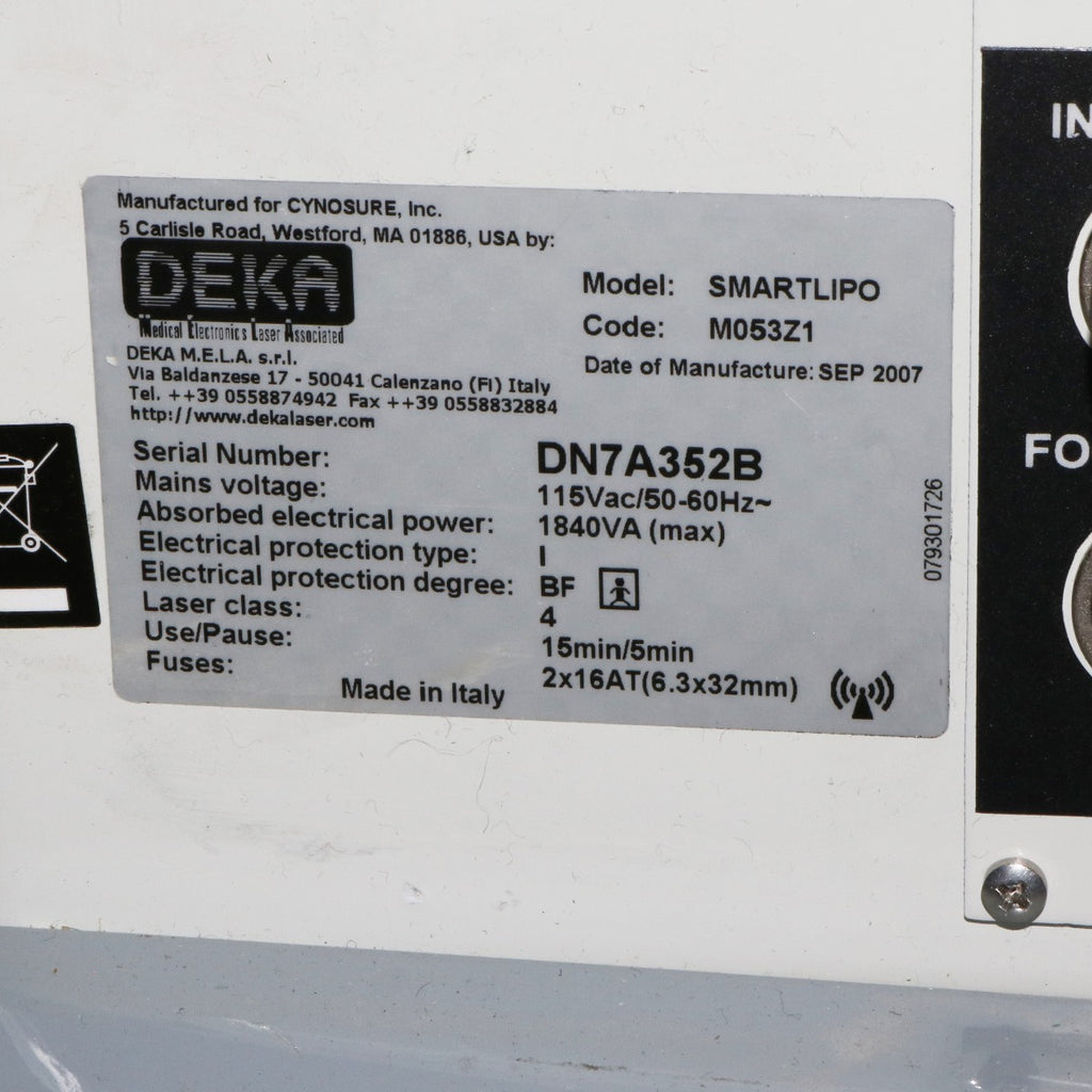 2007 Cynosure Deka SmartLipo 18W NdYAG 1064 nm Lipolysis Laser NO RFID REUSABLE