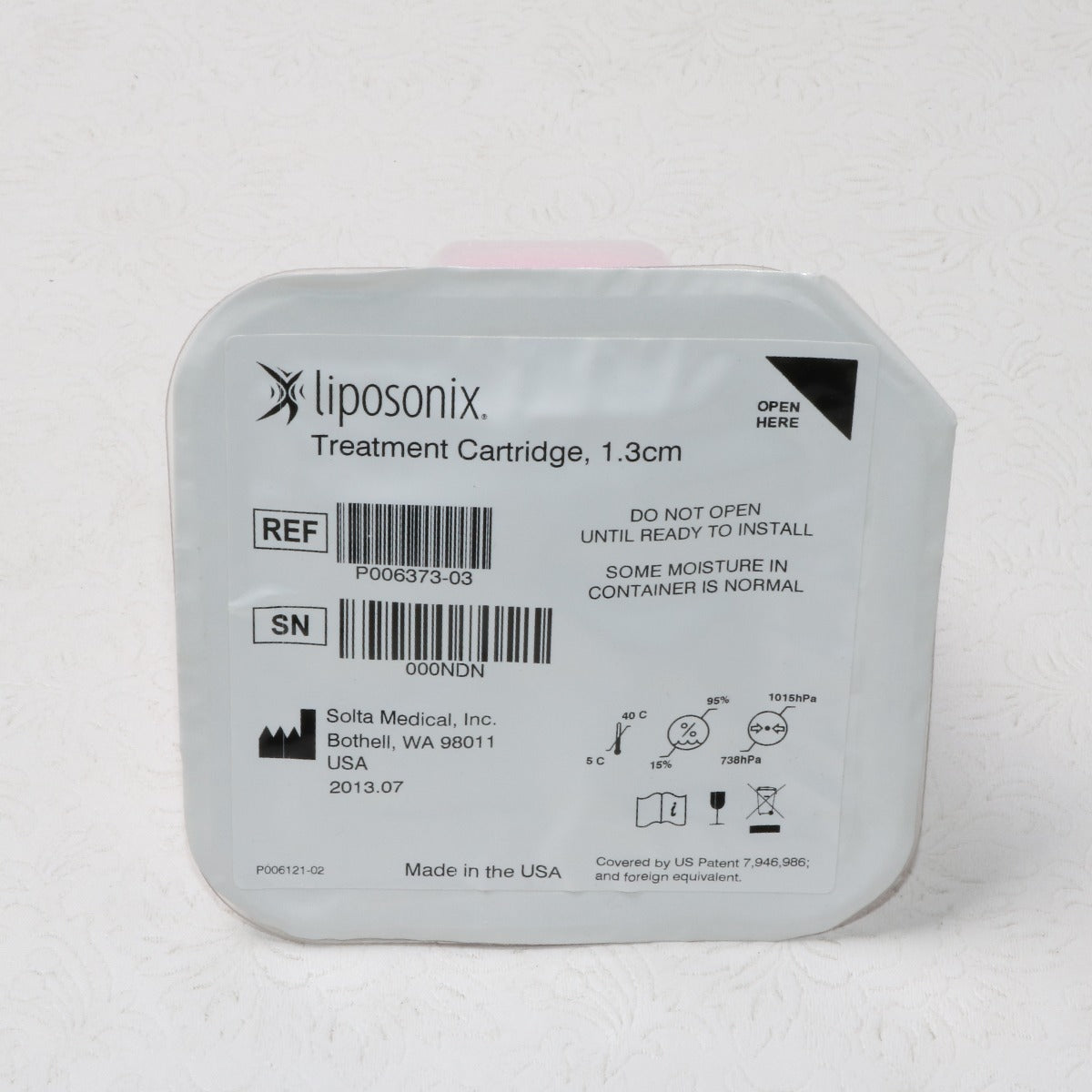 Solta Liposonix 1.3cm Treatment Cartridge Transducer Tip P006373-03 UNOPENED