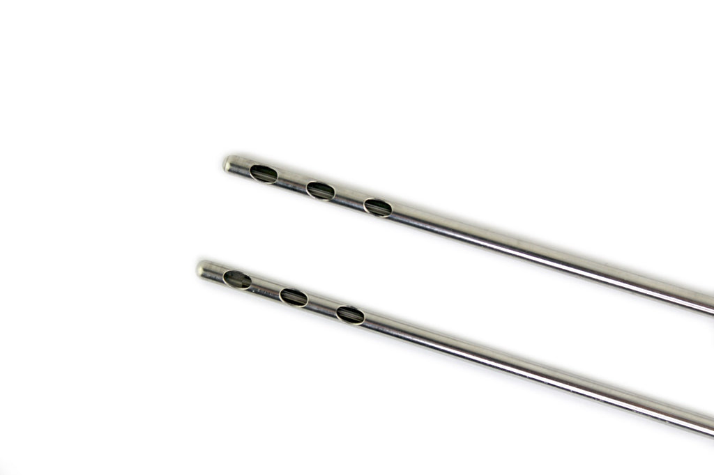 Cannula Aspiration Suction 6 1/2" Cannula Tri Hole x2 Pcs With Cleaning Stylets