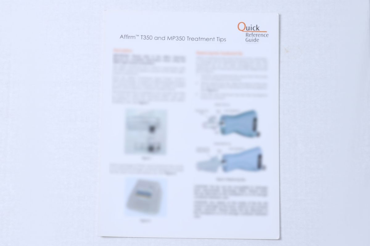 Cynosure Affirm T350 MP350 Laser Treatment Tips Quick Reference Guide 920-7004