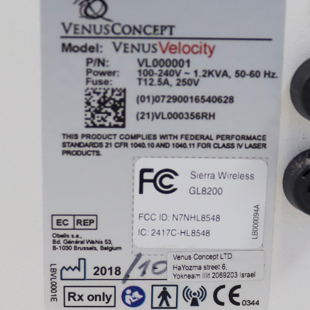 2018 VenusConcept Venus Velocity 800 nm Diode Hair Removal Laser System