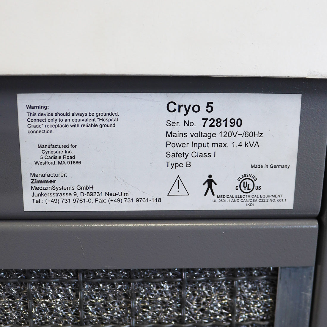 2006 Cynosure Cynergy MPX Nd YAG System With Cryo 5 Chiller Cooling System