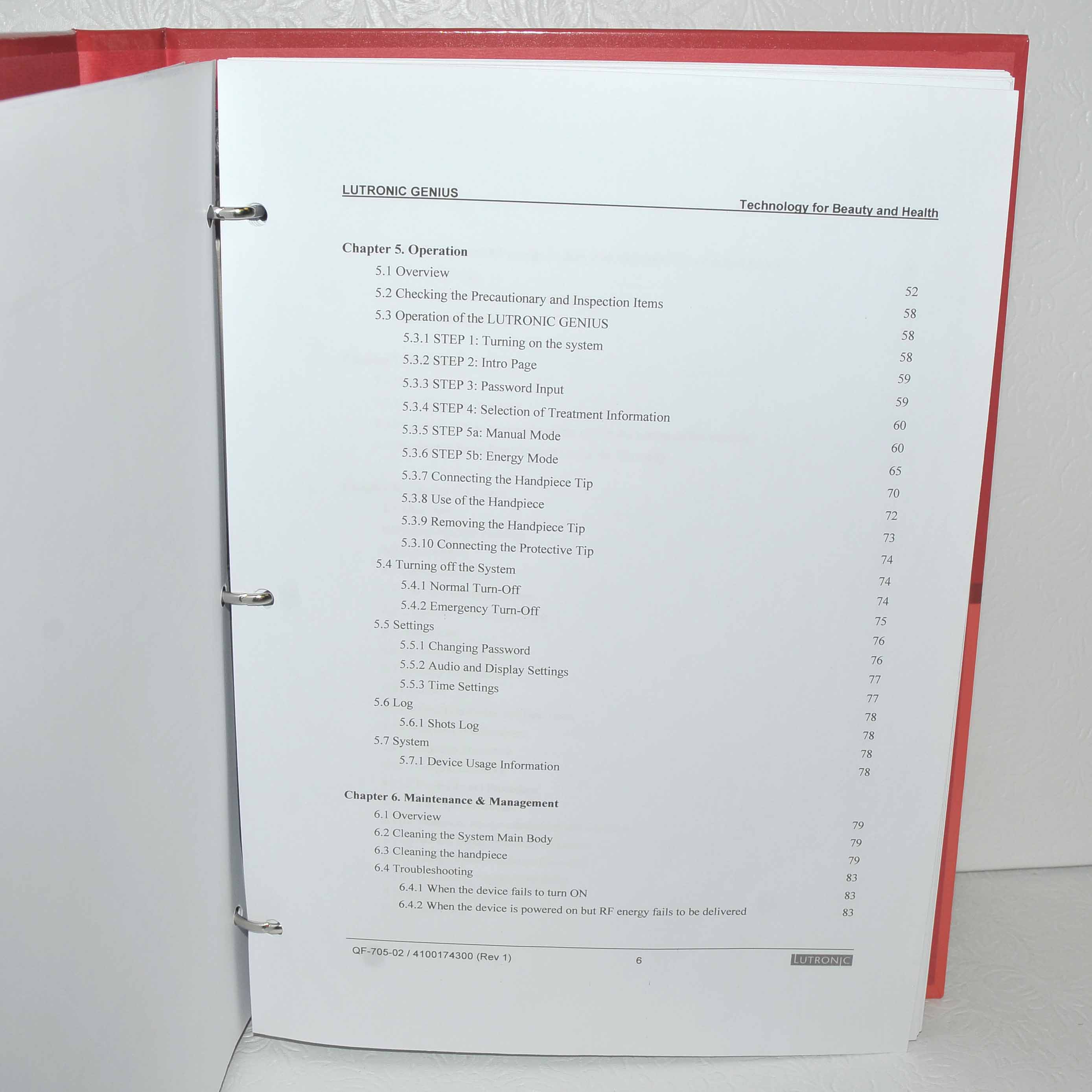 Lutronic Genius Operator Manual RF Microneedling Original User Operation Guide