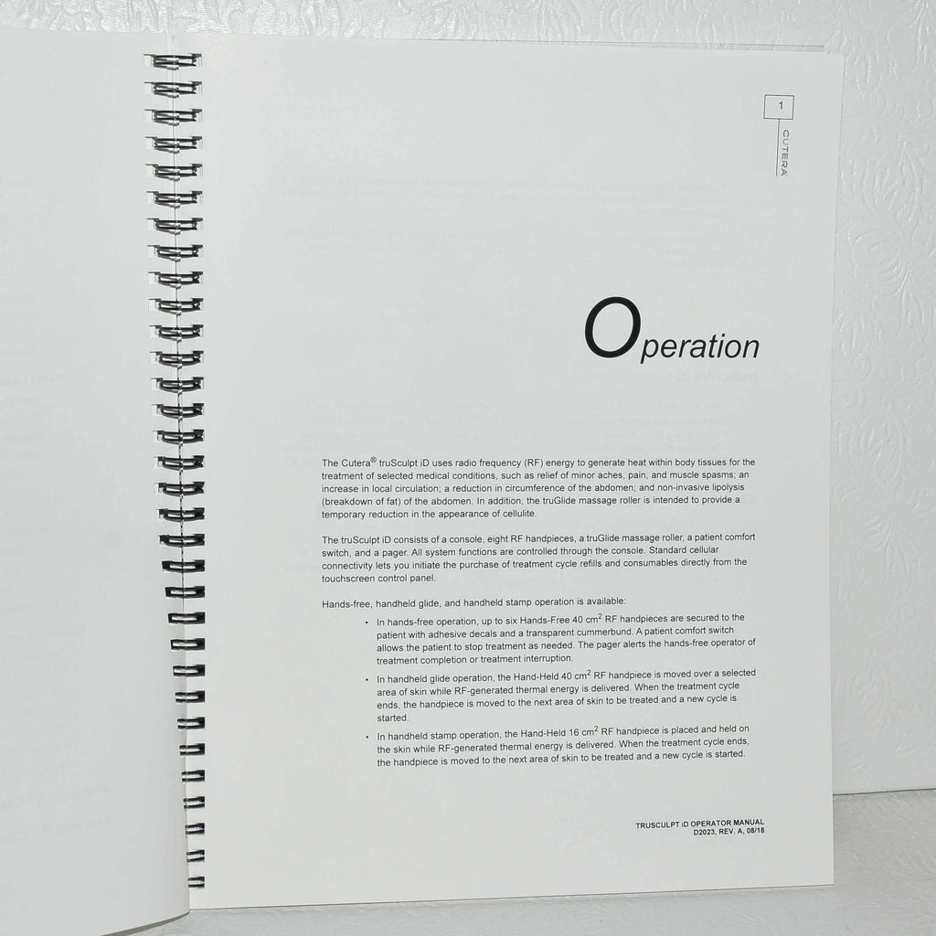 Cutera truSculpt iD Operator Manual User Training Treatment Guide Book D2023