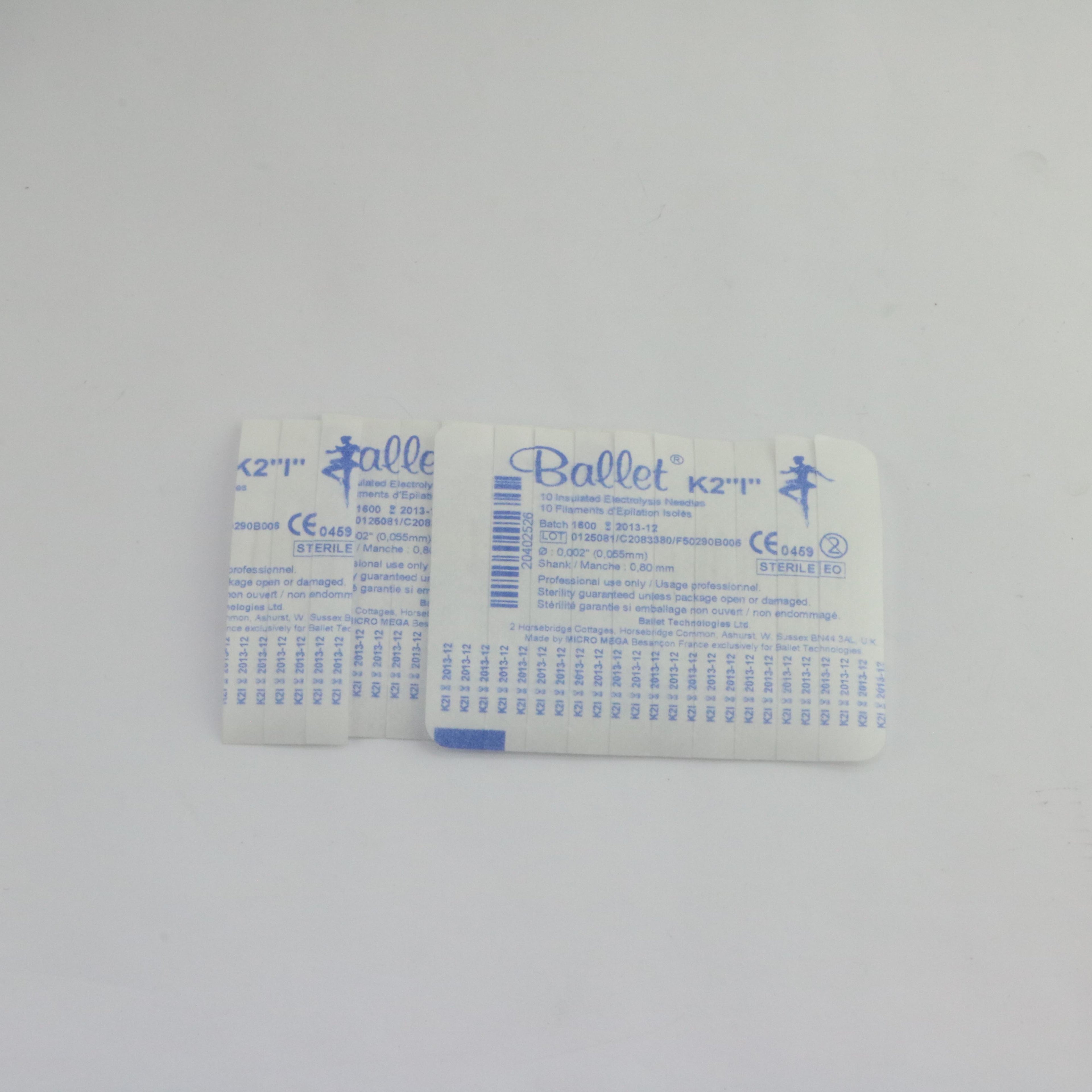 Ballet K2 I Insulated 0.055mm x 0.80mm Electrolysis Needle LOT OF 21 EXP 2013
