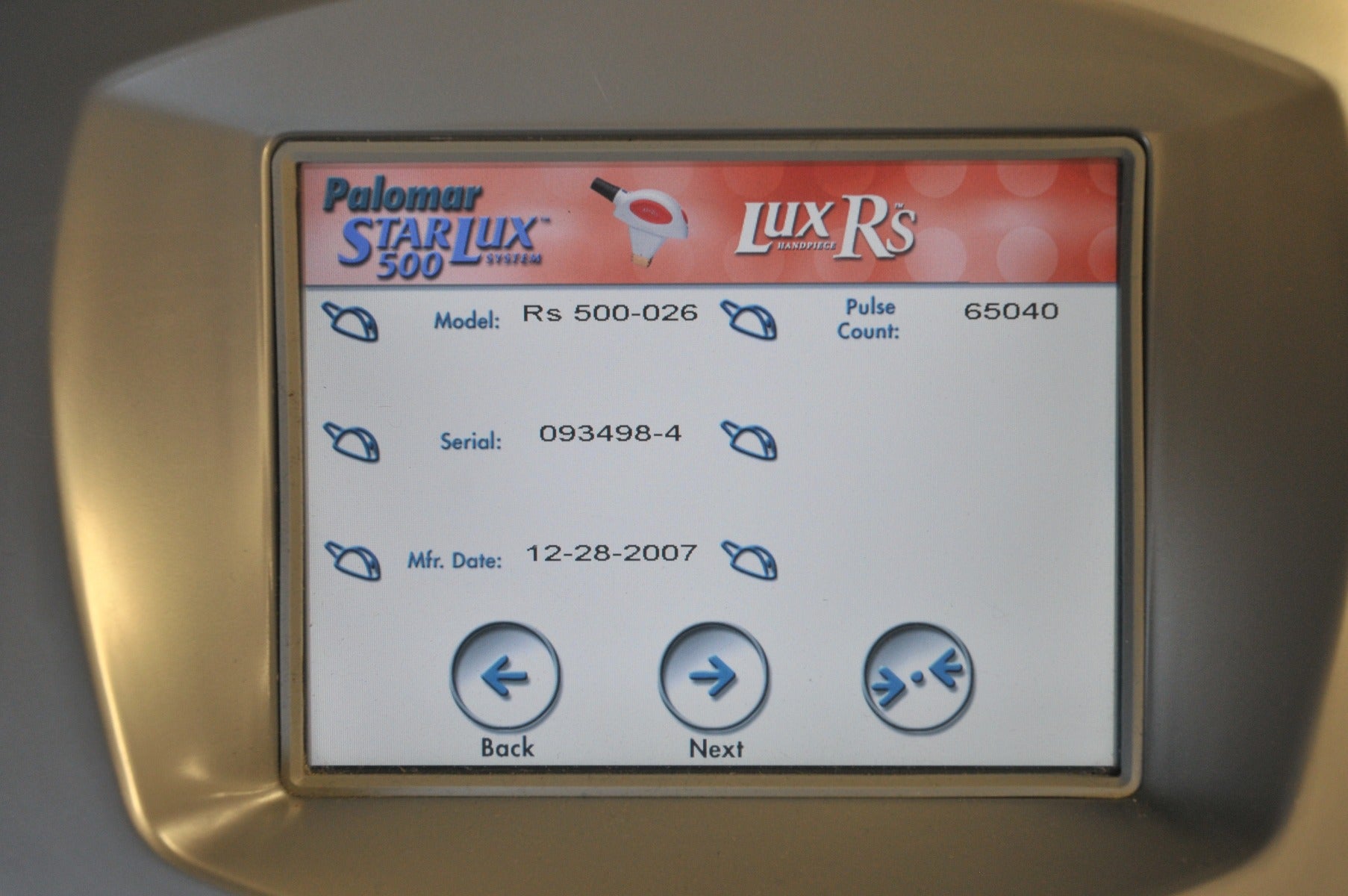 2008 Palomar StarLux 500 IPL Laser LuxYs LuxV LuxRs LuxG Hair Removal Lesions