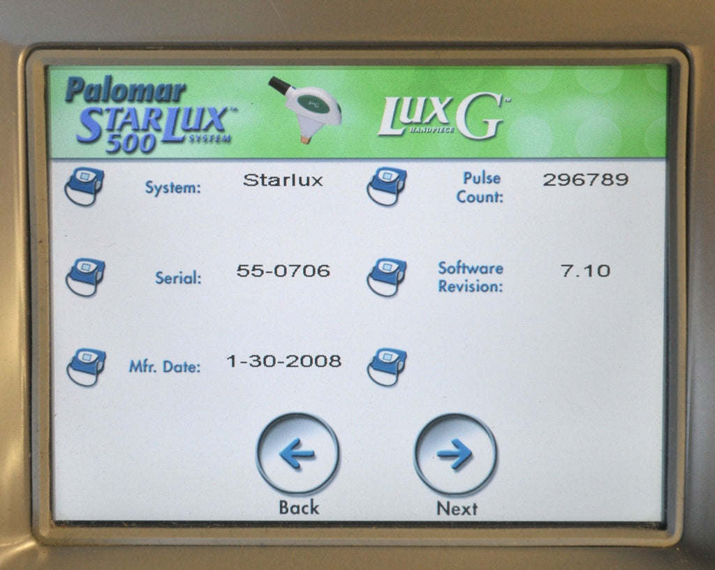 2008 Palomar StarLux 500 IPL Laser LuxYs LuxV LuxRs LuxG Hair Removal Lesions