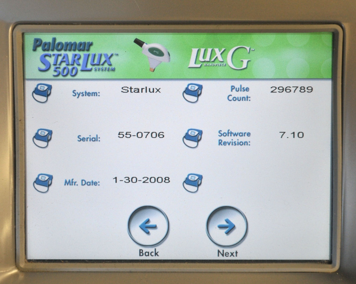 2008 Palomar StarLux 500 IPL Laser LuxYs LuxV LuxRs LuxG Hair Removal Lesions