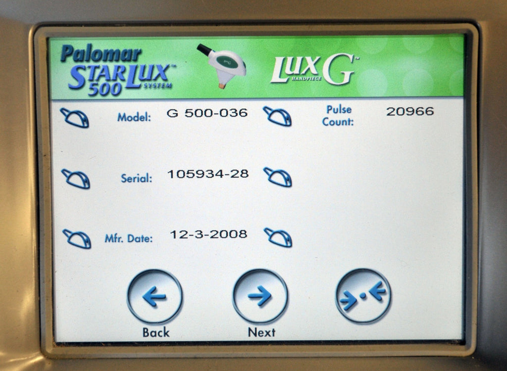 2008 Palomar StarLux 500 IPL Laser LuxYs LuxV LuxRs LuxG Hair Removal Lesions
