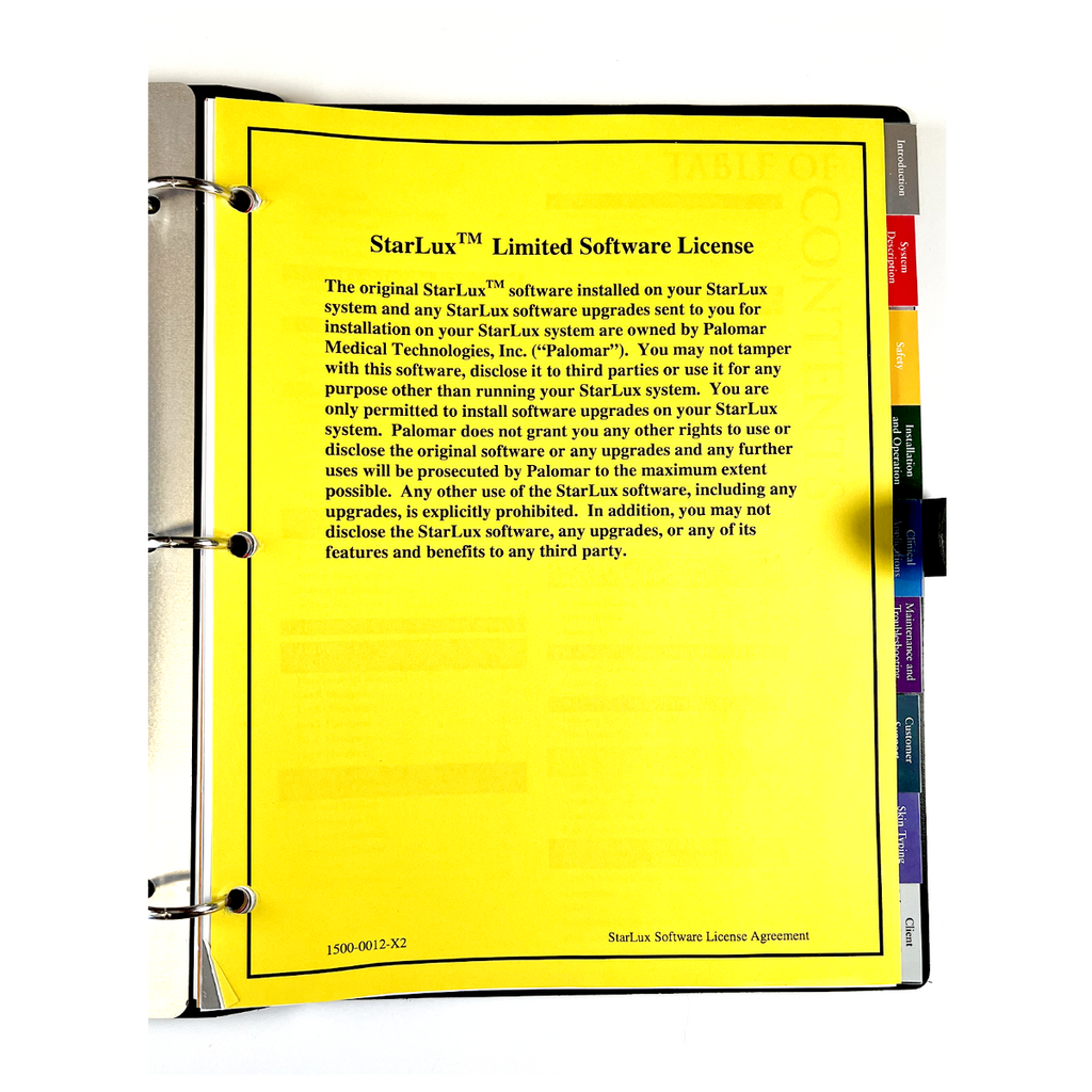 Palomar Starlux Laser Operator User Manual 1500-0012-X2