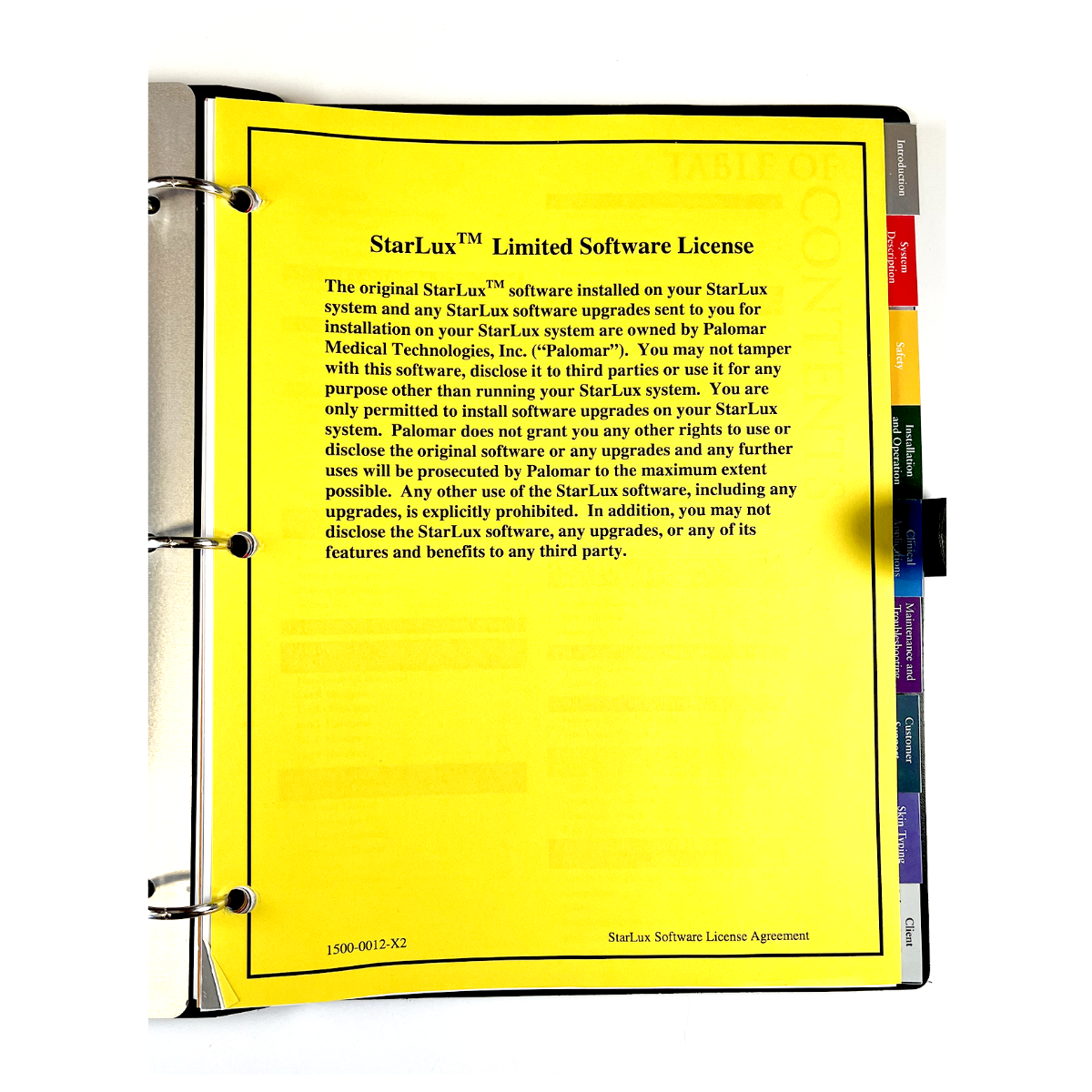 Palomar Starlux Laser Operator User Manual 1500-0012-X2