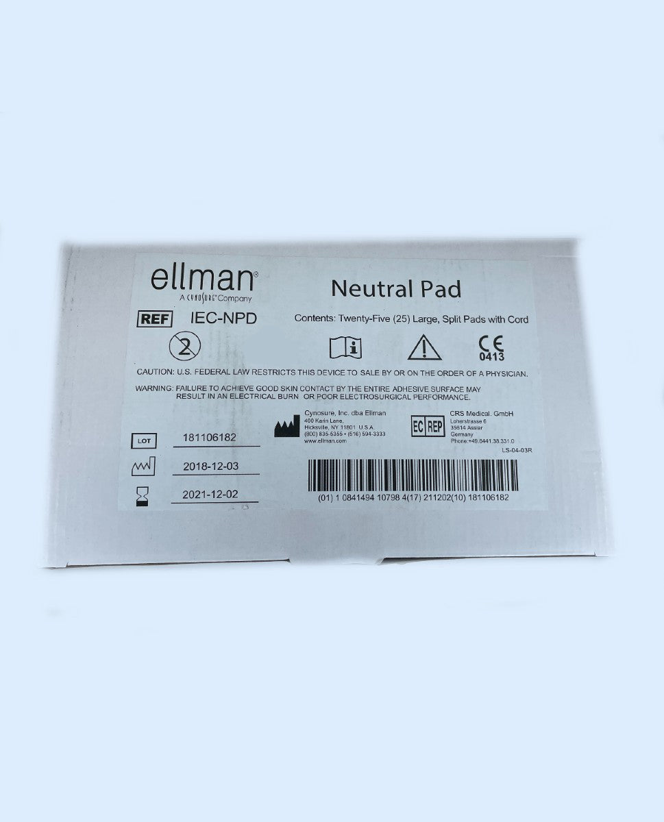 Ellman Pelleve IEC-NPD RF Large Split Neutral Return Pad Pack of 25 EXP 2021-12-02