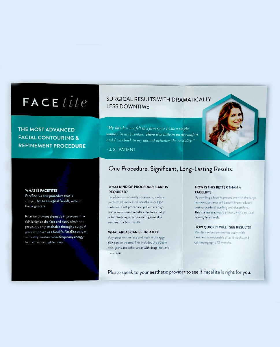 INMODE FACEtite Minimally Invasive Facial Contouring Brochure 10 pcs