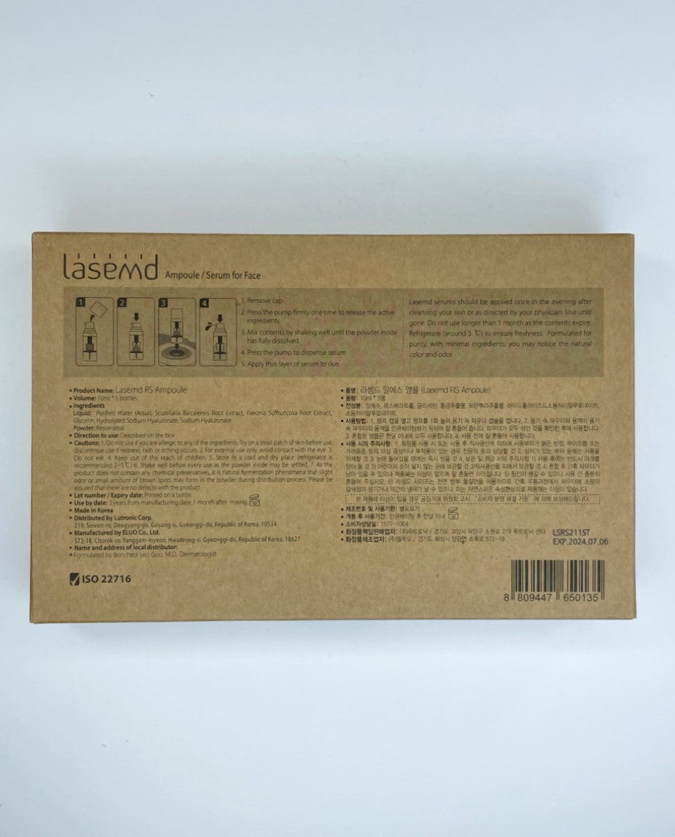 Lutronic LaseMD Lase MD RS Ampoule Resveratrol Face Repair Serum EXP2024-07-06