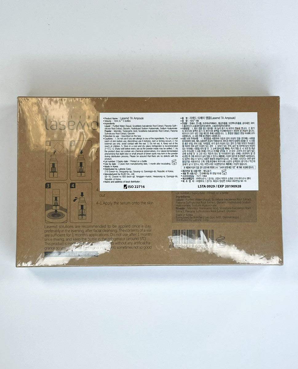 Lutronic LaseMD Lase MD TA Ampoule Tranexamic Acid Pigment Redness Serum EXP 2019-09-28