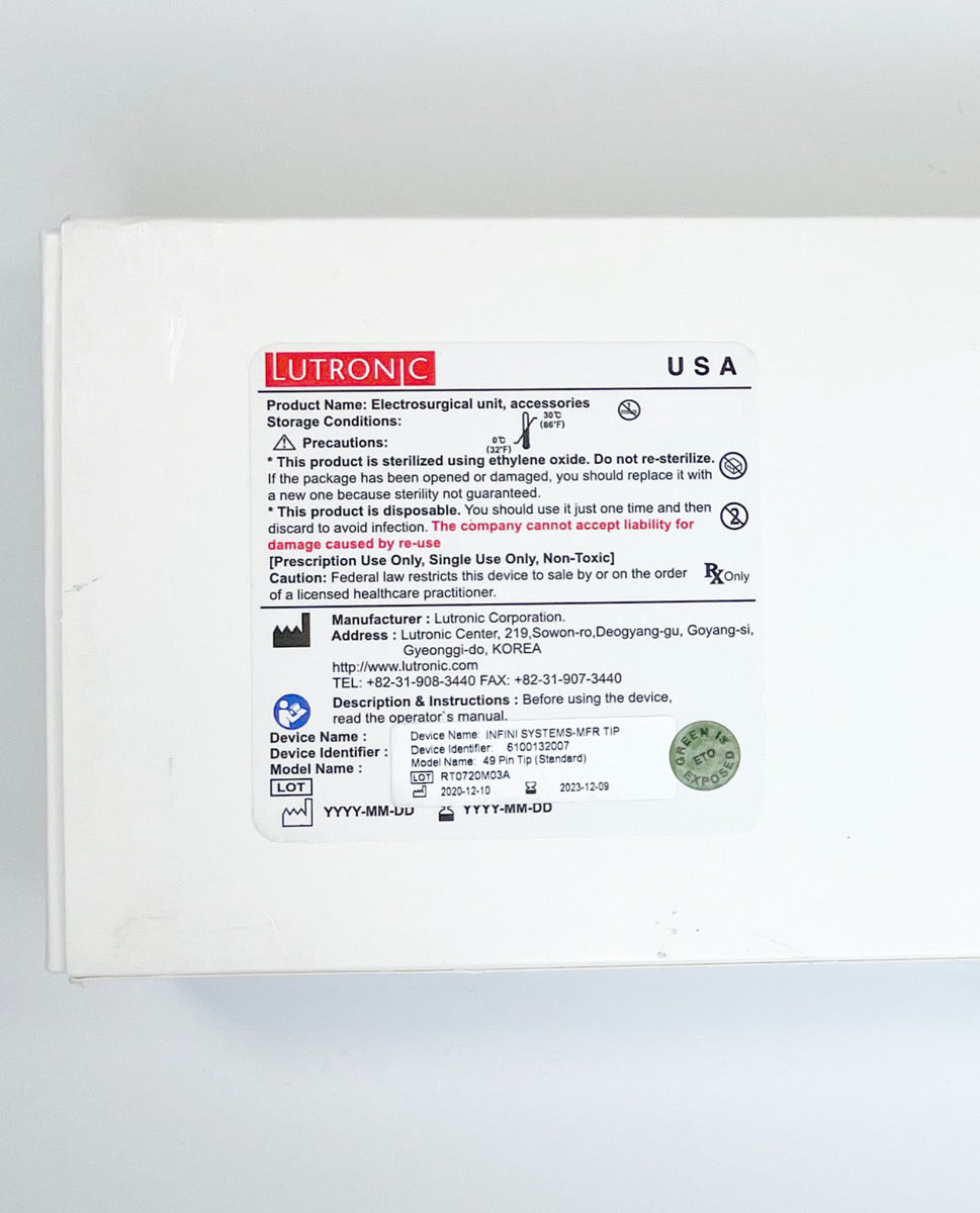 Lutronic Infini MFR ENHANCED 49 Pin Tip RF Microneedling Box of 7 EXP 2023