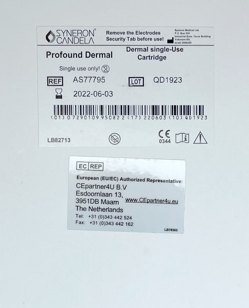 CANDELA Profound Dermal Single-Use Cartridge REF AS77795 EXP 2022-06-03