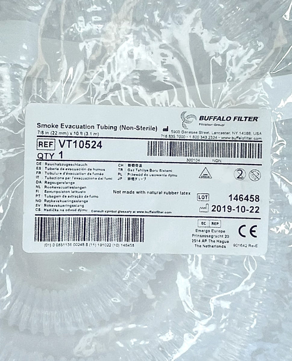 BUFFALO FILTER SMOKE EVACUATION TUBING (NON-STERILE) 7/8 in (22mm) x 10ft (3.1m)
