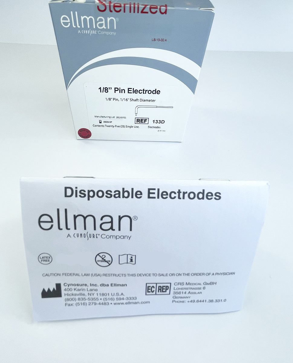 Ellman 133D Pelleve 1/8" Pin Electrodes 1/16" Shaft Diameter 16 Pack EXP 2020-07