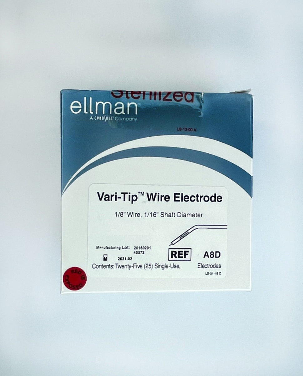 Ellman A8D Pelleve Vari-Tip Electrodes 1/8" Wire 1/16" Diameter 22 Pack EXP 2021