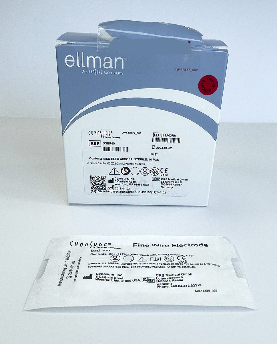 CynoSure Ellman Medical Fine Wire Electrodes Assort Sterile Box of 40 EXP 2024-01-02