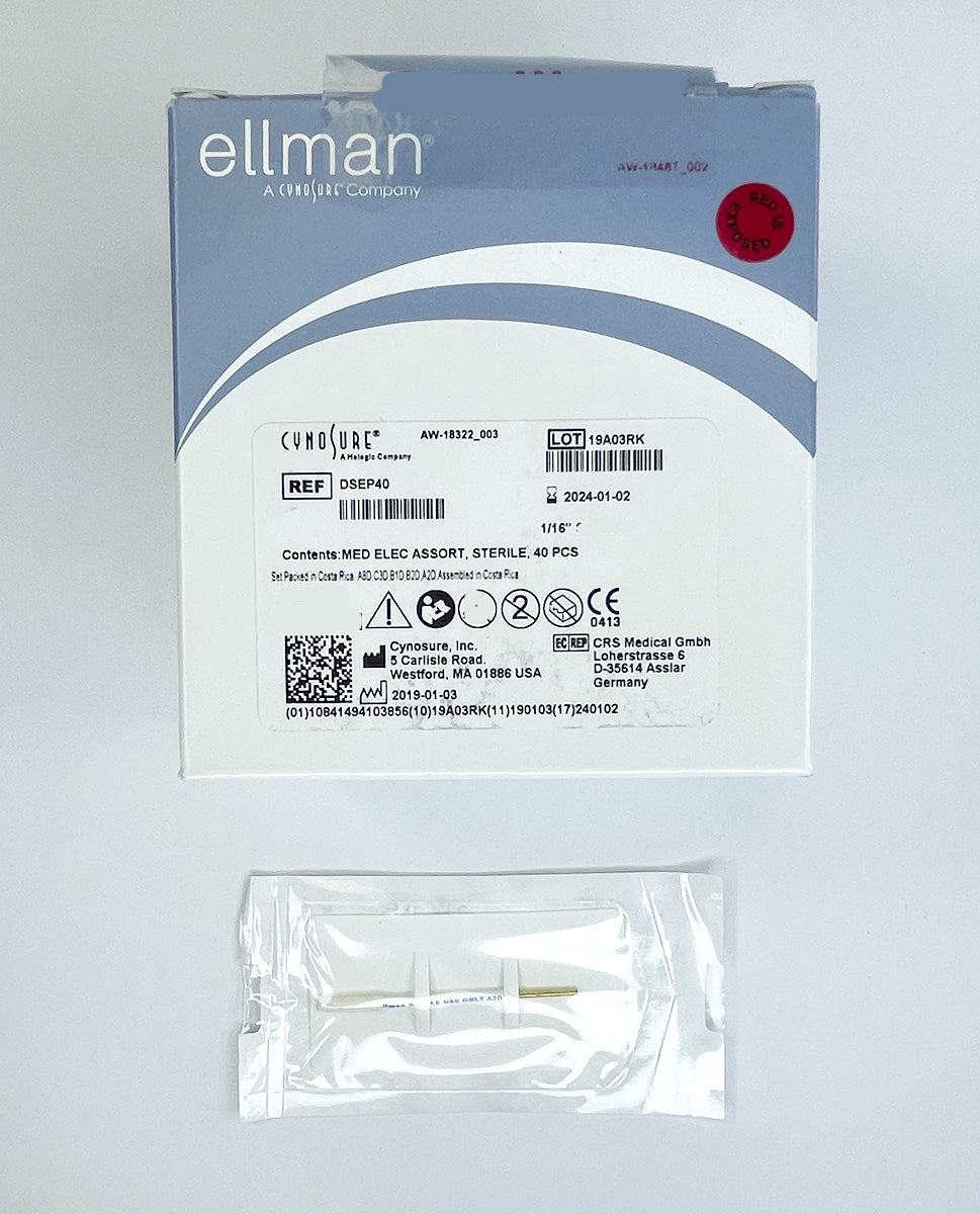 CynoSure Ellman Medical Fine Wire Electrodes Assort Sterile Box of 40 EXP 2024-01-02