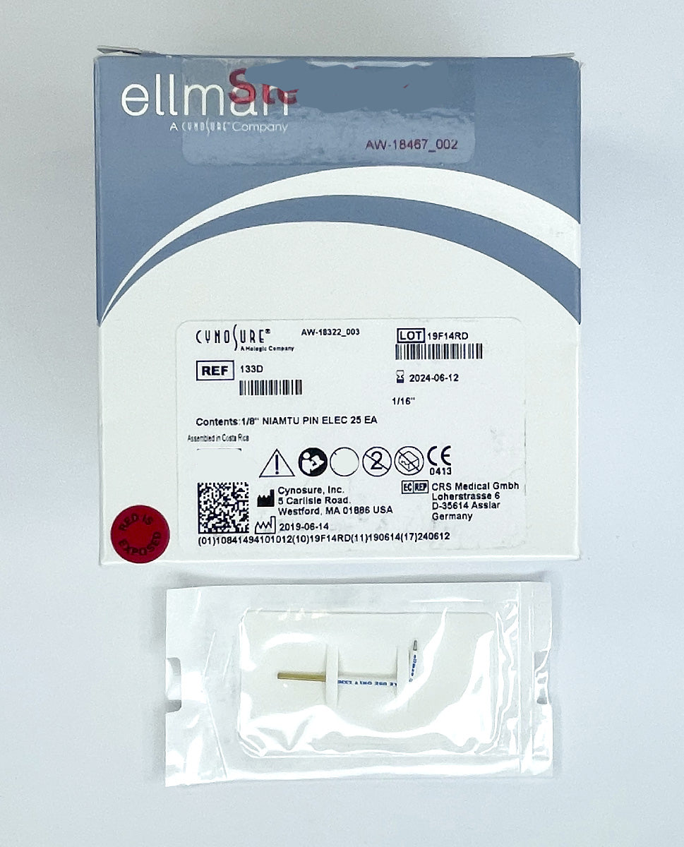 Cynosure Ellman 1/8" Pin Electrodes 1/16" Diameter Box of 25 133D EXP 2024-06-12