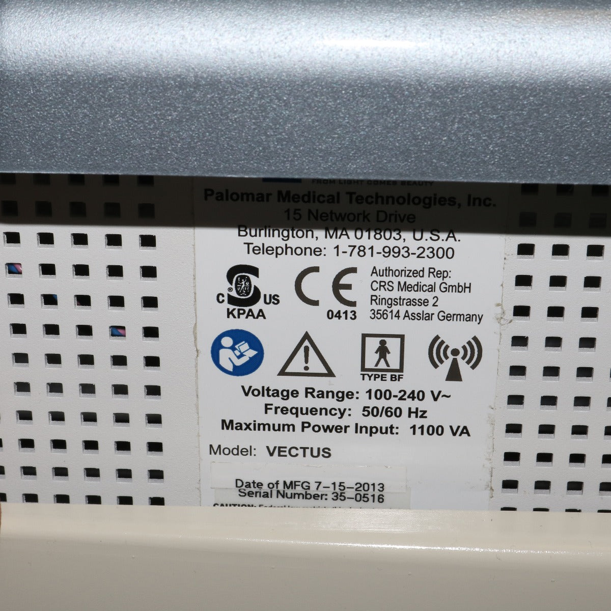 2013 Cynosure Palomar Vectus 810nm Diode Hair Removal Diode Laser System