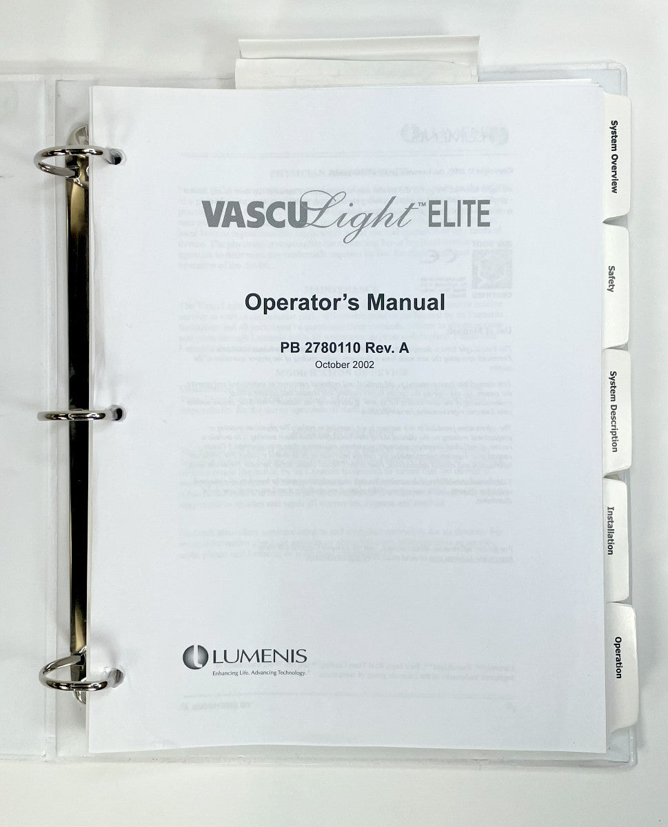 LUMENIS VASCU Light ELITE Operator’s Manual PB 2780110 Rev. A -1